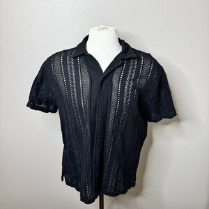 Forever 21 Black Mesh Knit Top